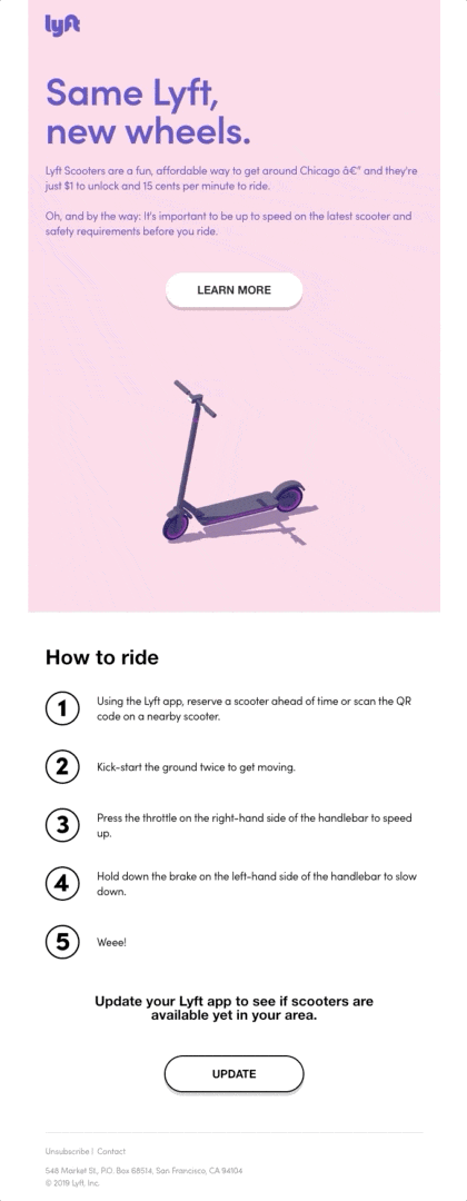 Lyft animated email