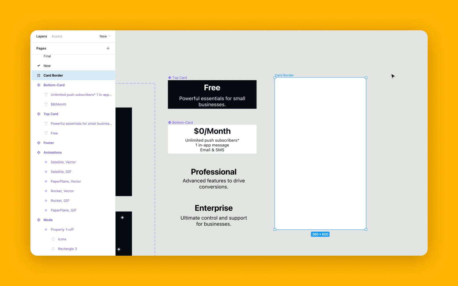 Set up the card in Figma
